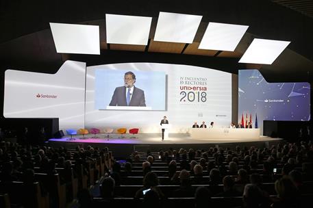 22/05/2018. Rajoy clausura Universia 2018 en Salamanca. El presidente del Gobierno, Mariano Rajoy, durante su intervención en el acto de cla...