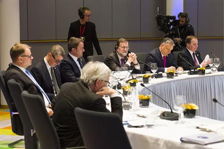 23/02/2018. Rajoy asiste a la reunión informal del Consejo Europeo. El presidente del Gobierno, Mariano Rajoy, en un momento de la reunión i...