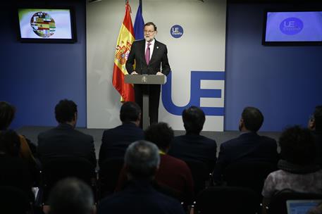 23/02/2018. Rajoy participa en la reunión de los jefes de Estado o de Gobierno de la UE. El presidente del Gobierno, Mariano Rajoy, durante ...