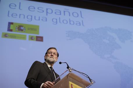 24/01/2018. Rajoy asiste a la presentacion del proyecto "El español, lengua global". El presidente del Gobierno, Mariano Rajoy, durante su i...