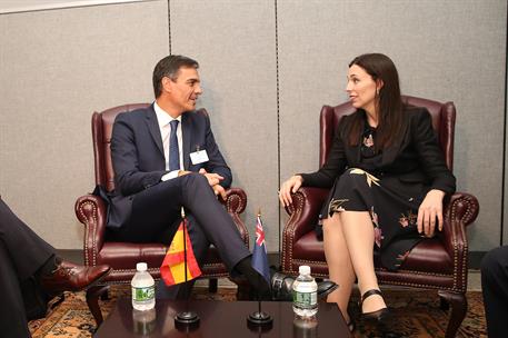 25/09/2018. Sánchez se reúne con la primera ministra de Nueva Zelanda. El presidente del Gobierno, Pedro Sánchez, y la primera ministra de N...