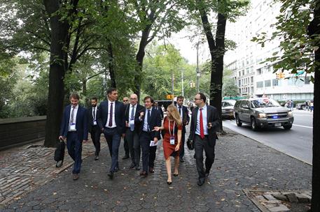 26/09/2018. Pedro Sánchez junto a la delegación española. El presidente del Gobierno, Pedro Sánchez, se dirige junto a la delegación español...
