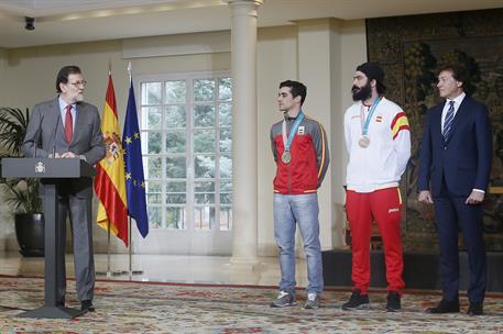27/02/2018. Rajoy recibe al equipo español que ha participado en los JJOO de Invierno. El presidente del Gobierno, Mariano Rajoy, durante su...