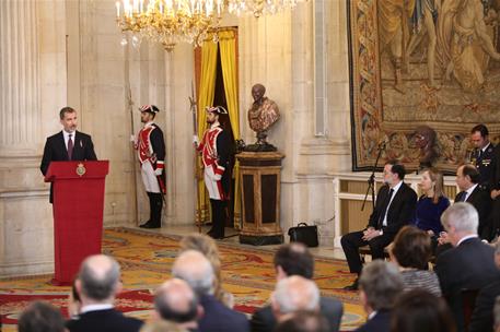 30/01/2018. Rajoy asiste al acto de imposición del Toisón de Oro a la princesa de Asturias. El presidente del Gobierno, Mariano Rajoy, escuc...