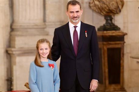 30/01/2018. Rajoy asiste al acto de imposición del Toisón de Oro a la princesa de Asturias. La princesa de Asturias, Leonor de Borbón, junto...
