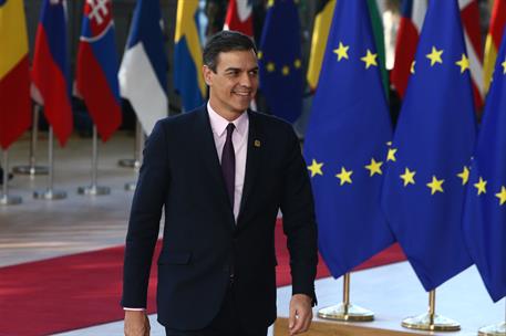 10/04/2019. El presidente asiste al Consejo Europeo Extraordinario sobre el Brexit. El presidente del Gobierno, Pedro Sánchez, a su llegada ...
