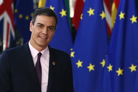 10/04/2019. El presidente asiste al Consejo Europeo Extraordinario sobre el Brexit. El presidente del Gobierno, Pedro Sánchez, a su llegada ...
