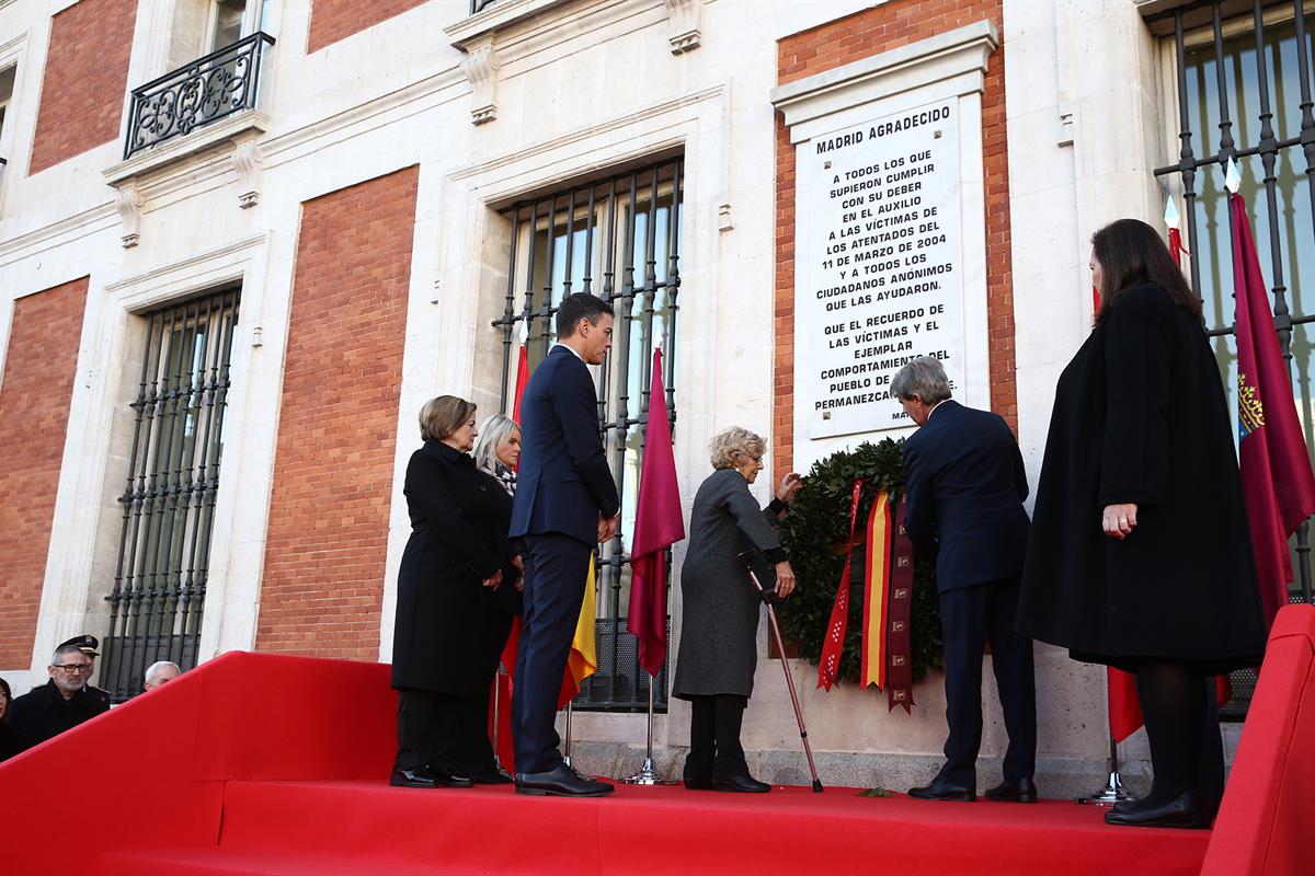 11/03/2019. Sánchez asiste al acto en memoria de las víctimas del 11-M. El presidente del Gobierno, Pedro Sánchez, el presidente de la Comun...
