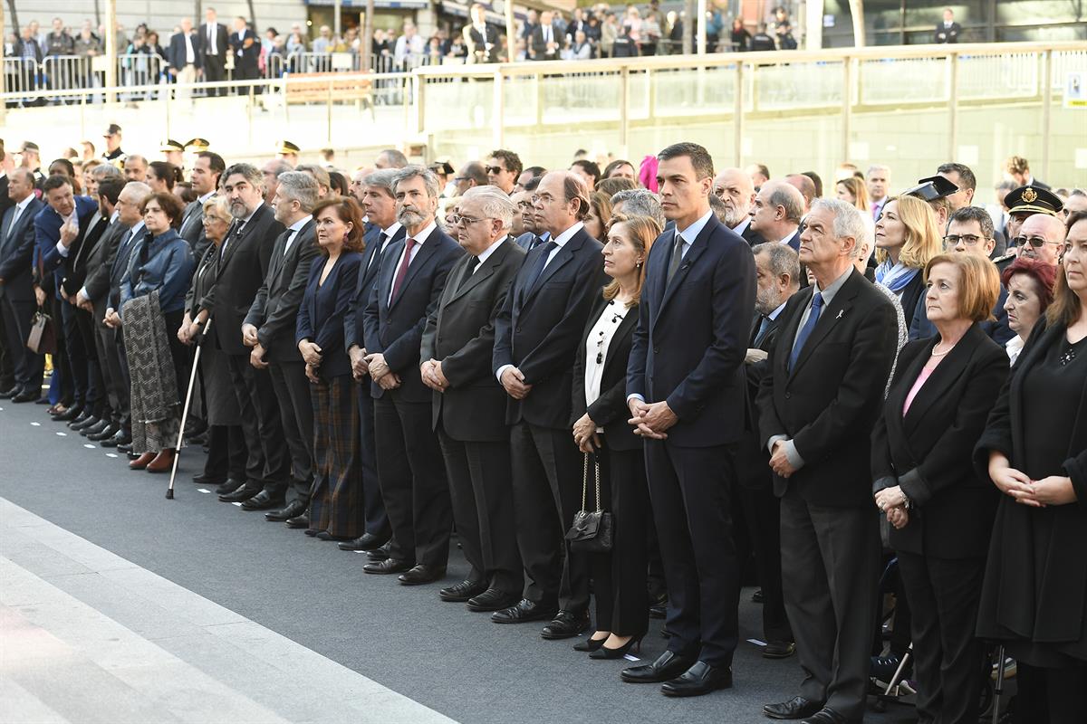 11/03/2019. Sánchez preside el acto conmemorativo del XV aniversario del 11-M. El presidente del Gobierno, Pedro Sánchez, preside el homenaj...
