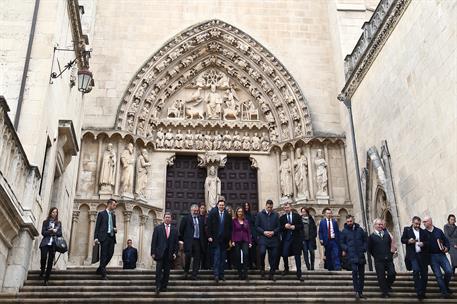 13/03/2019. El presidente visita la catedral de Burgos. El presidente del Gobierno, Pedro Sánchez, abandona la catedral de Burgos tras su visita.