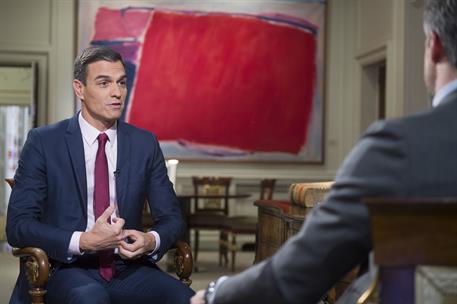 18/02/2019. Entrevista al presidente del Gobierno en RTVE. El presidente del Gobierno, Pedro Sánchez, durante la entrevista en la segunda ed...