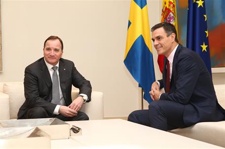 22/02/2019. Pedro Sánchez recibe al primer ministro de Suecia. El presidente del Gobierno, Pedro Sánchez, junto al primer ministro de Suecia...