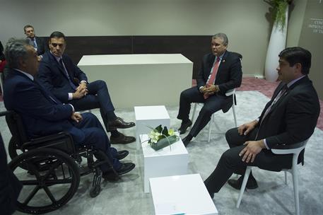 24/01/2019. Pedro Sánchez participa en el Foro Económico Mundial de Davos. El presidente del Gobierno, Pedro Sánchez, durante la reunión con...