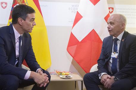 24/01/2019. Pedro Sánchez participa en el Foro Económico Mundial de Davos. El presidente del Gobierno, Pedro Sánchez, y el presidente de la ...