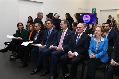 25/02/2019. Sánchez asiste a la inauguración del Mobile World Congress. La alcaldesa de Barcelona, Ada Colau, la ministra de Política Territ...