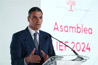 El presidente del Gobierno, Pedro Sánchez, durante su intervención en el acto