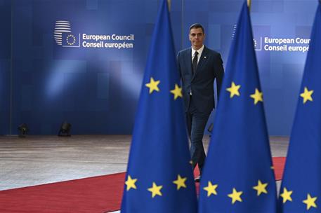 17/04/2024. Pedro Sánchez participa en la reunión del Consejo Europeo. El presidente del Gobierno, Pedro Sánchez, a su llegada a la reunión ...