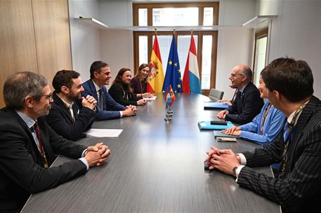 18/04/2024. Pedro Sánchez participa en la reunión del Consejo Europeo (segunda jornada). El presidente del Gobierno, Pedro Sánchez, mantiene...