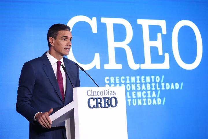 20/05/2024. Pedro Sánchez interviene en el foro económico CREO. El presidente del Gobierno, Pedro Sánchez, durante su intervención en el for...