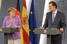 Rajoy junto a Merkel en rueda de prensa