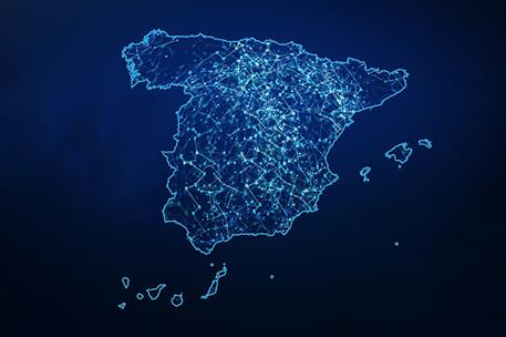 Mapa de España con conexiones digitales