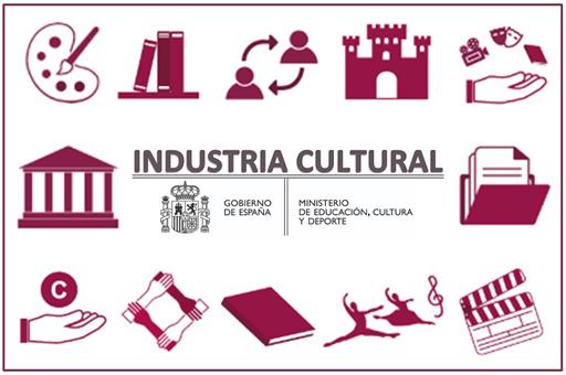 Iconos de la web del Ministerio de Cultura y Deporte, con diferentes disciplinas artísticas y áreas de la industria cultural