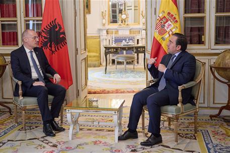 15/03/2024. Minister Albares receives his Albanian counterpart. Meeting in Madrid between the Minister for Foreign Affairs, European Union a...