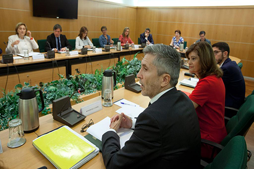 Manuel Marlaska junto a los asistentes de la reunión