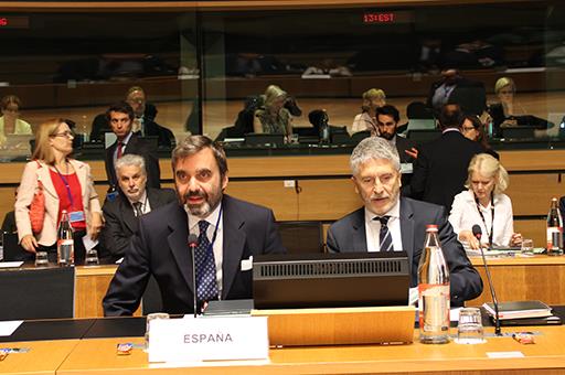 El ministro del Interior en funciones, Fernando Grande-Marlaska, durante la reunión