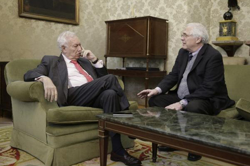 García-Margallo, junto al el enviado especial de las Naciones Unidas al Sahara Occidental, Christopher Ross.