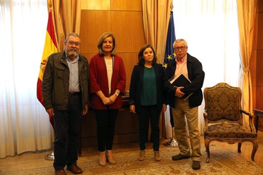 Soraya Sáenz de Santamaría, Fátima Báñez, Ignacio Fernández Toxo y Cándido Méndez