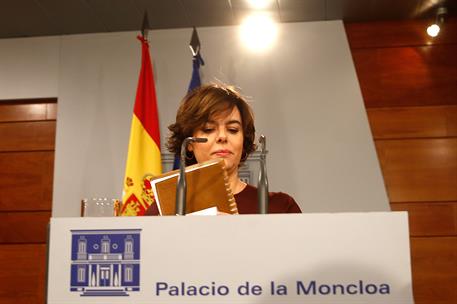 10/10/2017. Comparecencia de la Soraya Sáenz de Santamaría. Comparecencia de la vicepresidenta del Gobierno y ministra de la Presidencia y p...