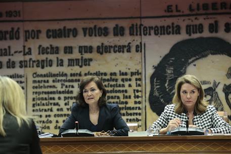 13/12/2018. Carmen Calvo comparece ante la Comisión de Igualdad en el Senado. La vicepresidenta del Gobierno y ministra de la Presidencia, R...