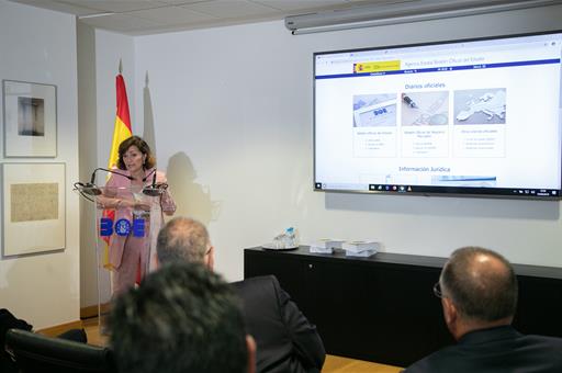Carmen Calvo durante su intervención en el acto de presentación