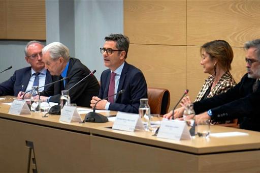 El ministro de la Presidencia, Justicia y Relaciones con las Cortes, Félix Bolaños, durate su intervención