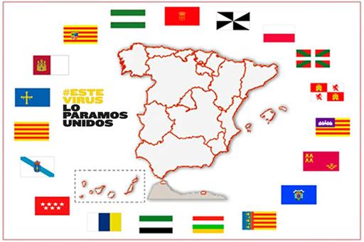 Mapa de España con las banderas autonómicas