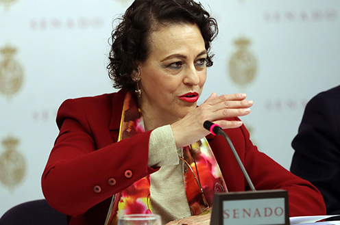 Magdalena Valerio durante su intervención en el Senado