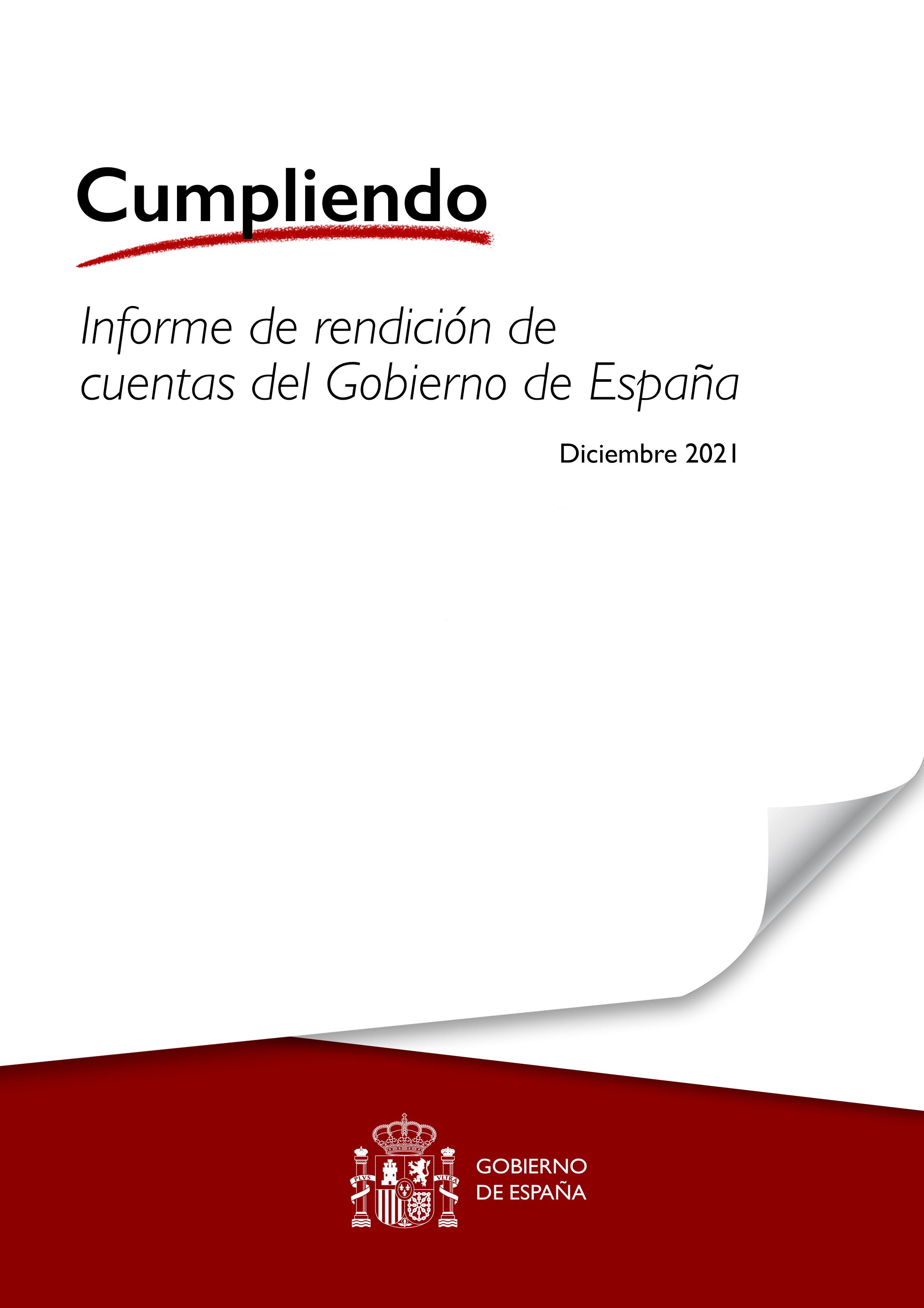 Portada del Informe de rendición de cuentas del Gobierno de España