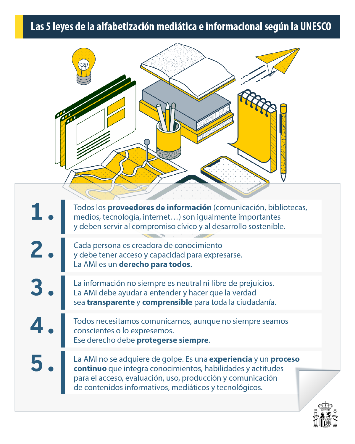 Las cinco leyes de la alfabetizaci&oacute;n medi&aacute;tica e informacional