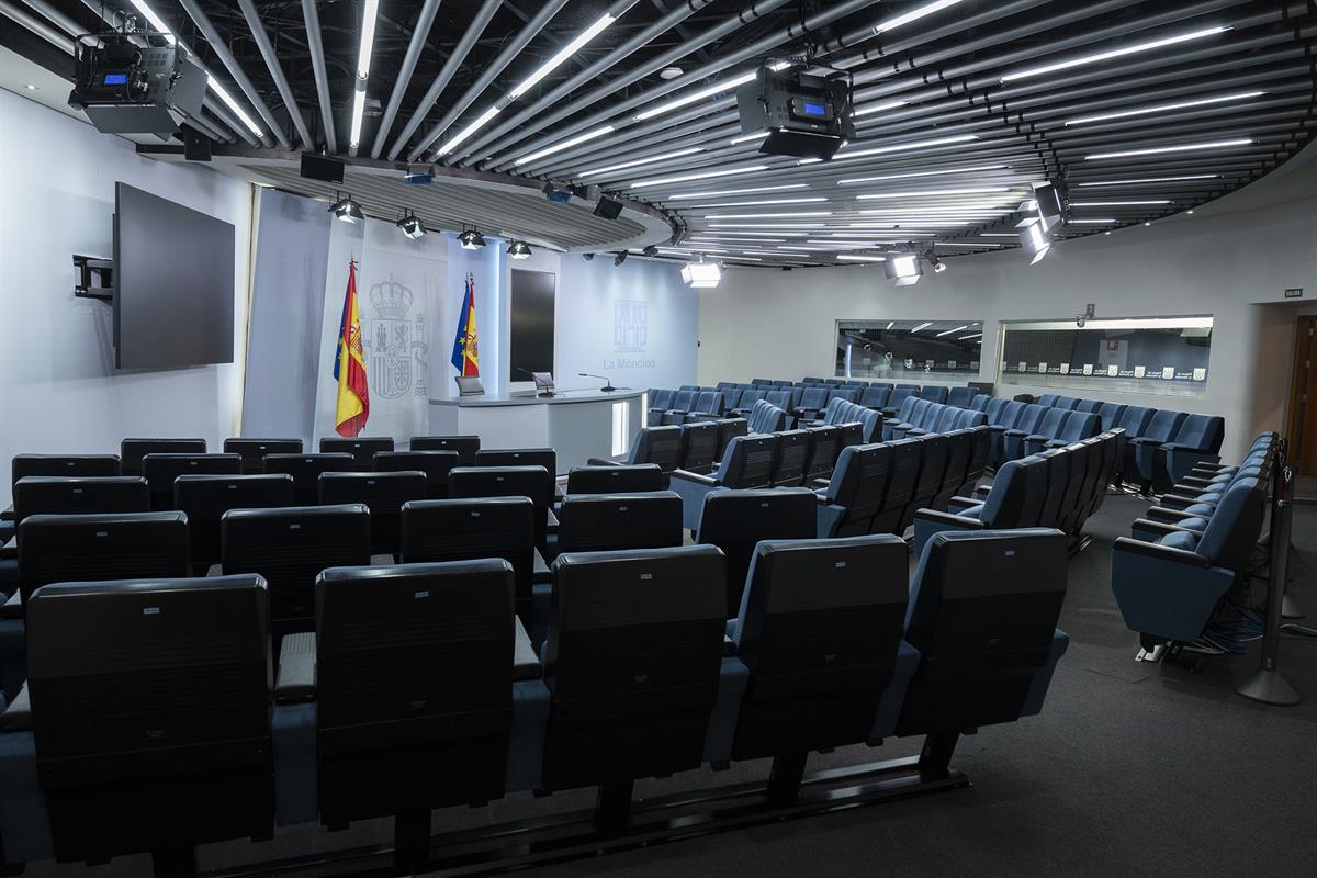 Sala donde se celebra la rueda de prensa posterior al Consejo de Ministros
