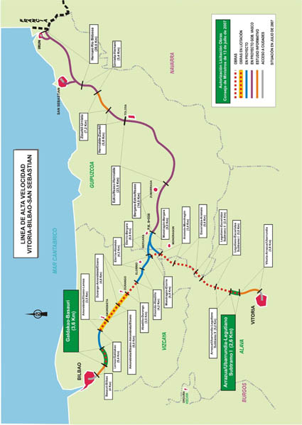 Mapa AVE Vitoria-Bilbao-San Sebastián