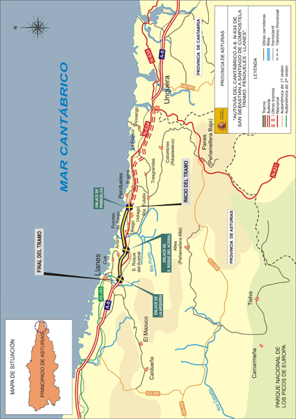 Mapa tramo Pendueles-Llanes