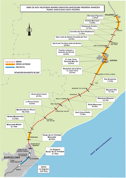 Mapa Tramo Barcelona Sants-Figueres
