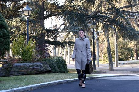 14/01/2020. La ministra de Igualdad, Irene Montero, pasea por los jardines de La Moncloa