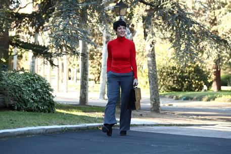 22/11/2023. Elma Saiz Delgado. La ministra de Inclusión, Seguridad Social y Migraciones, Elma Saiz, en los jardines de La Moncloa.