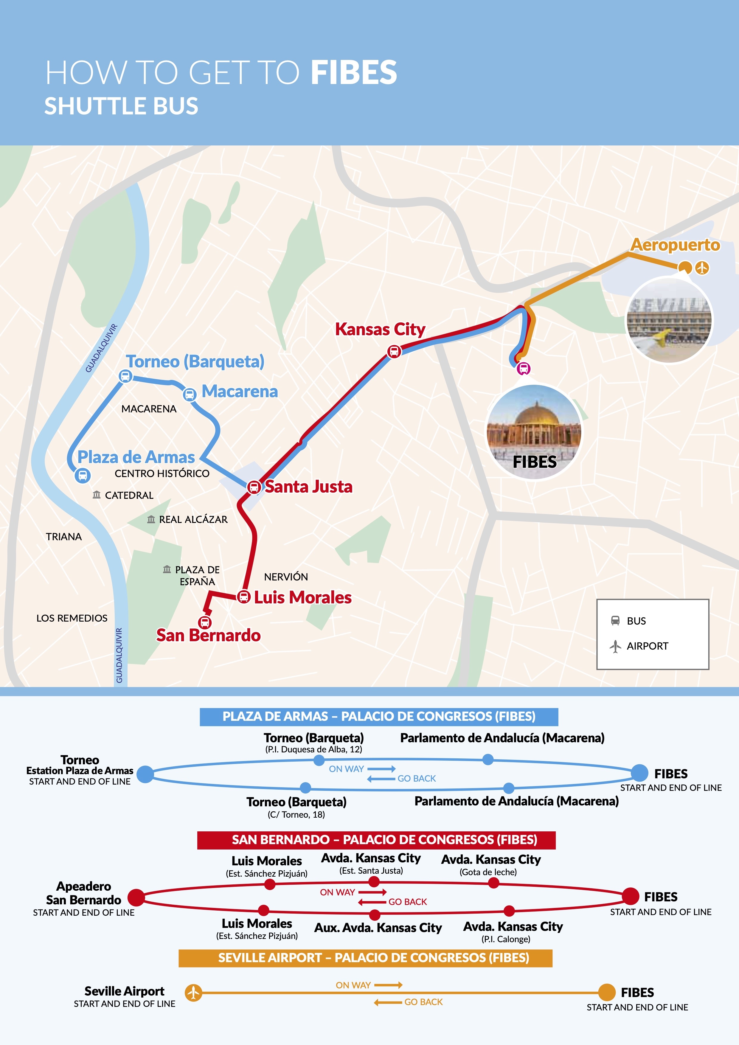 Shuttle bus service map for the 4th International Conference on Financing for Development, Seville 2025 Shuttle bus service map for the 4th International Conference on Financing for Development, Seville 2025