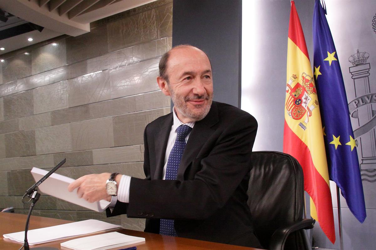 8/04/2011. Consejo de Ministros: vicepresidente Alfredo Pérez Rubalcaba. El vicepresidente primero, ministro del Interior y portavoz del Gob...