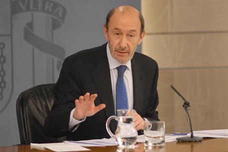 8/04/2011. Consejo de Ministros: vicepresidente Alfredo Pérez Rubalcaba. El vicepresidente primero, ministro del Interior y portavoz del Gob...
