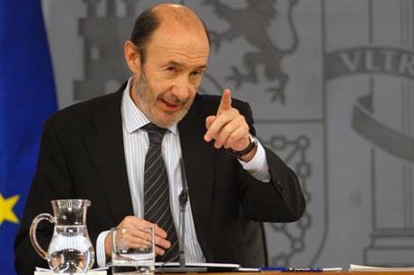 21/01/2011. Consejo de Ministros: vicepresidente Alfredo Pérez Rubalcaba. El vicepresidente primero, ministro del Interior y portavoz del Go...