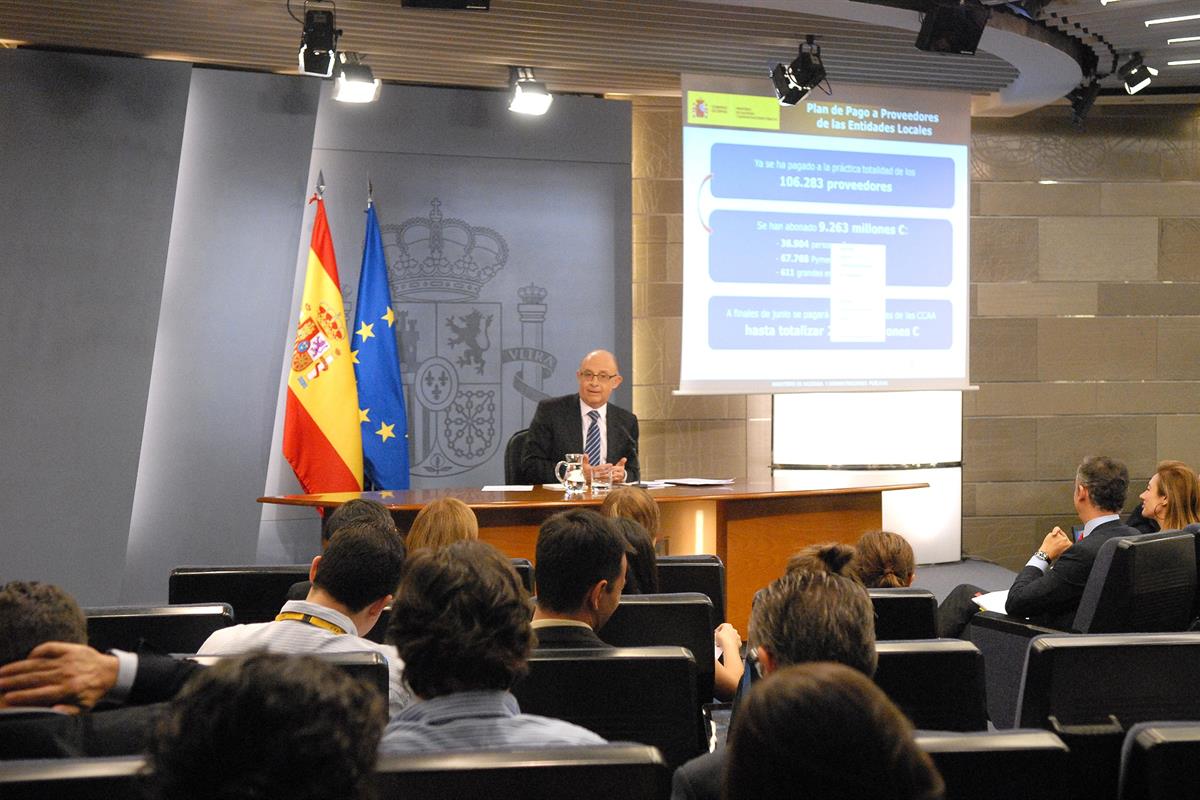 1/06/2012. Consejo de Ministros. Cristóbal Montoro. El ministro de Hacienda y Administraciones Püblicas, Cristóbal Montoro, durante la rueda...